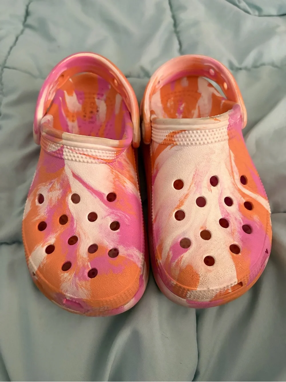 Kids' Tie-Dye Pink & Orange Slip-On platform crocs